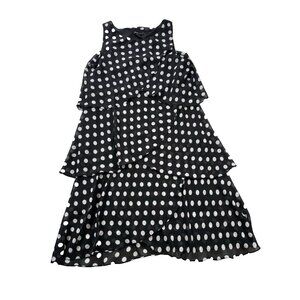 Robert Louis black and white polka dot layered dress size M